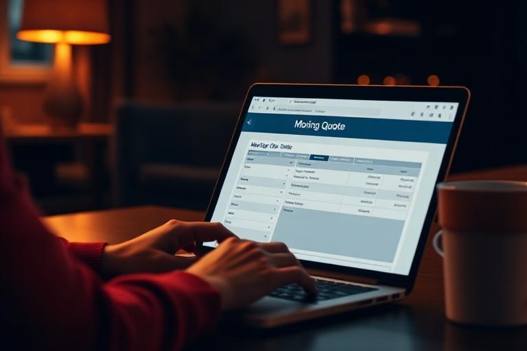 Customer filling out moving quote form on laptop